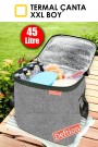 45 Litre Termoslu Kamp Piknik Ve Plaj Çantası Termal Isı Yalıtımlı Keten Sıcaktan Koruyan Çanta Gri