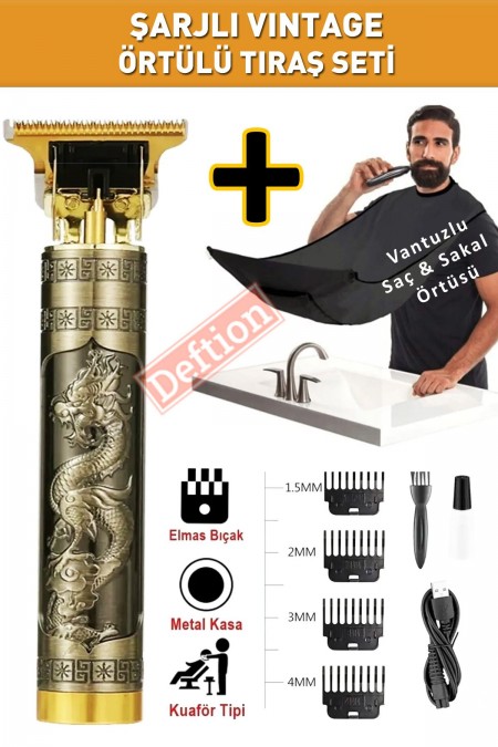 Tıraş Aksesuar Seti Traş Makinesi Pratik Saç Sakal Vücut Kesme Berber Önlüğü Örtüsü