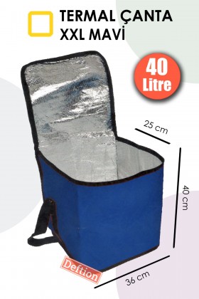 40 Litre Termoslu Kamp Piknik Ve Plaj Çantası Termal Isı Yalıtımlı Çanta Mavi