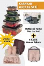 Karavan Mutfak Malzemeleri Seti 6 Kişilik Yemek Seti Ve 5'li Çok Amaçlı Kamp Saklama Kabı Takımı