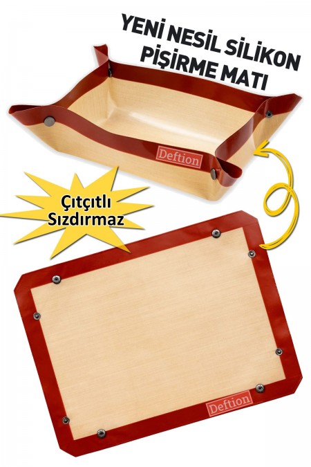 30x40 Çıtçıtlı Silikon Yıkanabilir Fırınlanabilir Yanmaz Sızdırmaz Pişirme Fırın Hamur Matı Silpat