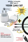 Iphone 16 Uyumlu Type-C 25W QC3.0 Yedek Şarj Cihazı Aleti ve 30W 3A Örgülü Şarj Data Kablosu Ev Set