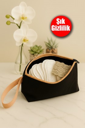 Şık Hijyenik Ped ve İç Çamaşırı Taşıma Saklama Çantası Çanta İçi Bilek Askılı Su Geçirmez Organizer