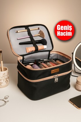 Profesyonel Çift Bölmeli Geniş Hacimli Makyaj Çantası Su Geçirmez Büyük Boy Seyahat Organizeri