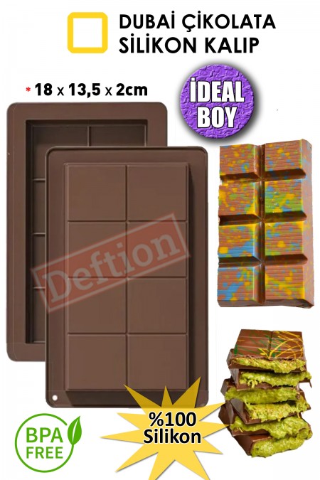 Dubai Çikolatası Silikon Kalıbı Ultra İnce 18x13,5cm BPA Free Çikolata Çukulatası Çukolatası Kalıp