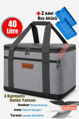 Premium 40 Lt Çift Buz Akülü Keten Outdoor Termal Termos Çanta Piknik Plaj Kamp Buzluk Soğutucu Çantası